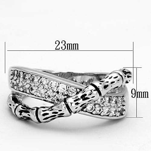 3W320 - Rhodium Brass Ring with AAA Grade CZ in Clear - Alamode - Flyclothing LLC