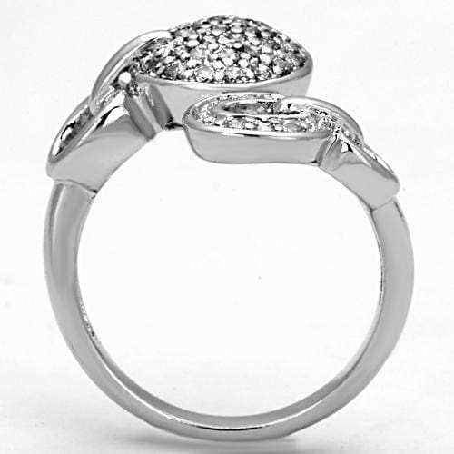 3W321 - Rhodium Brass Ring with AAA Grade CZ in Clear - Alamode - Flyclothing LLC