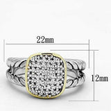 3W322 - Reverse Two-Tone Brass Ring with AAA Grade CZ in Clear - Alamode - Flyclothing LLC
