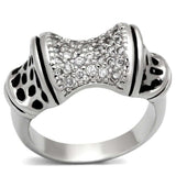 3W324 - Rhodium Brass Ring with AAA Grade CZ in Clear - Alamode - Flyclothing LLC