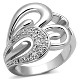 3W325 - Rhodium Brass Ring with AAA Grade CZ in Clear - Alamode - Flyclothing LLC