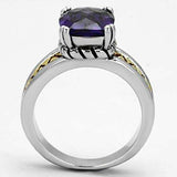 3W331 - Reverse Two-Tone Brass Ring with AAA Grade CZ in Amethyst - Alamode - Flyclothing LLC