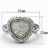 3W333 - Reverse Two-Tone Brass Ring with AAA Grade CZ in Clear - Alamode - Flyclothing LLC