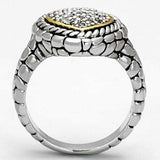 3W333 - Reverse Two-Tone Brass Ring with AAA Grade CZ in Clear - Alamode - Flyclothing LLC