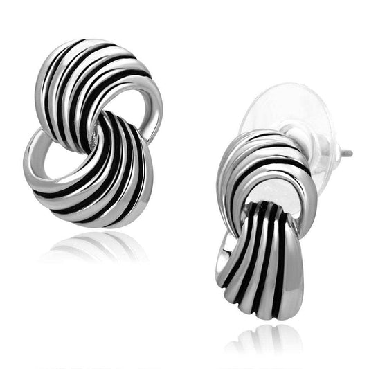 3W343 - Rhodium Brass Earrings with Epoxy in Jet - Alamode - Flyclothing LLC