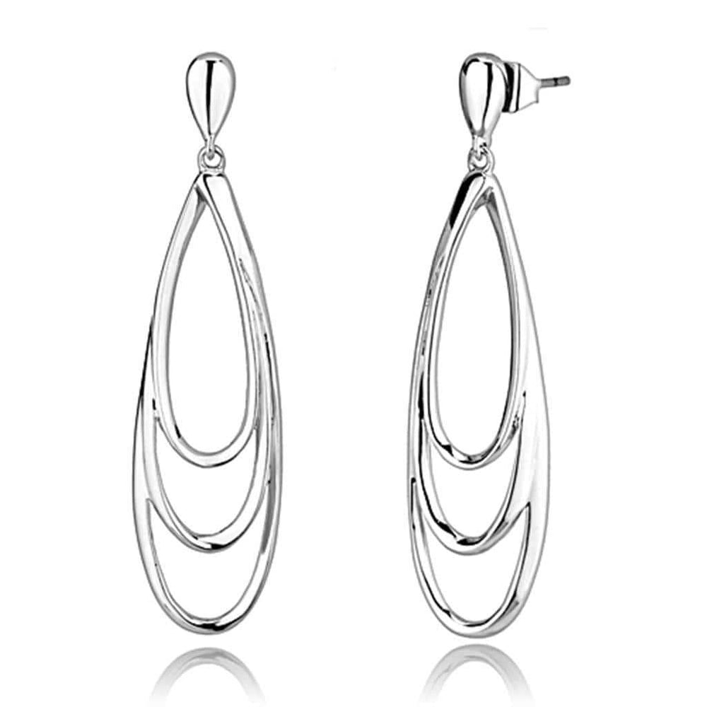 3W349 - Rhodium Brass Earrings with No Stone - Alamode - Flyclothing LLC
