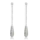 3W355 - Rhodium Brass Earrings with AAA Grade CZ in Clear - Alamode - Flyclothing LLC