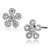 3W359 - Rhodium Brass Earrings with AAA Grade CZ in Clear - Alamode - Flyclothing LLC