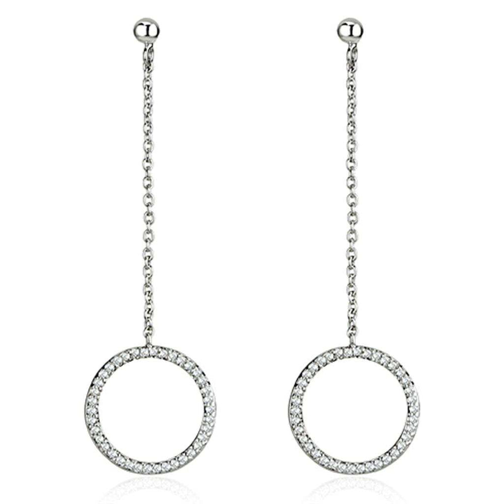3W364 - Rhodium Brass Earrings with AAA Grade CZ in Clear - Alamode - Flyclothing LLC