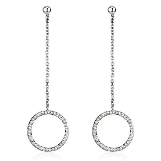 3W364 - Rhodium Brass Earrings with AAA Grade CZ in Clear - Alamode - Flyclothing LLC
