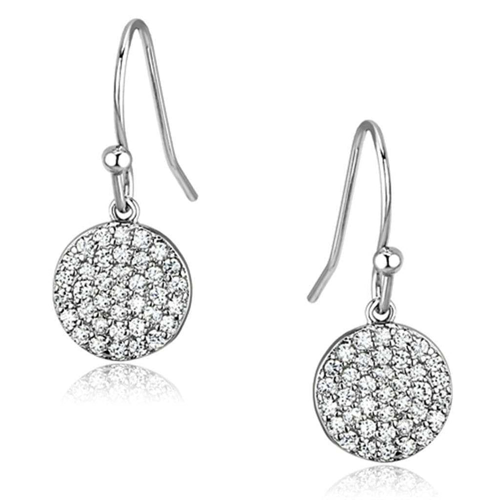 3W369 - Rhodium Brass Earrings with AAA Grade CZ in Clear - Alamode - Flyclothing LLC