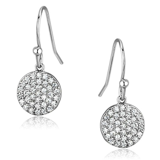 3W369 - Rhodium Brass Earrings with AAA Grade CZ in Clear - Alamode - Flyclothing LLC