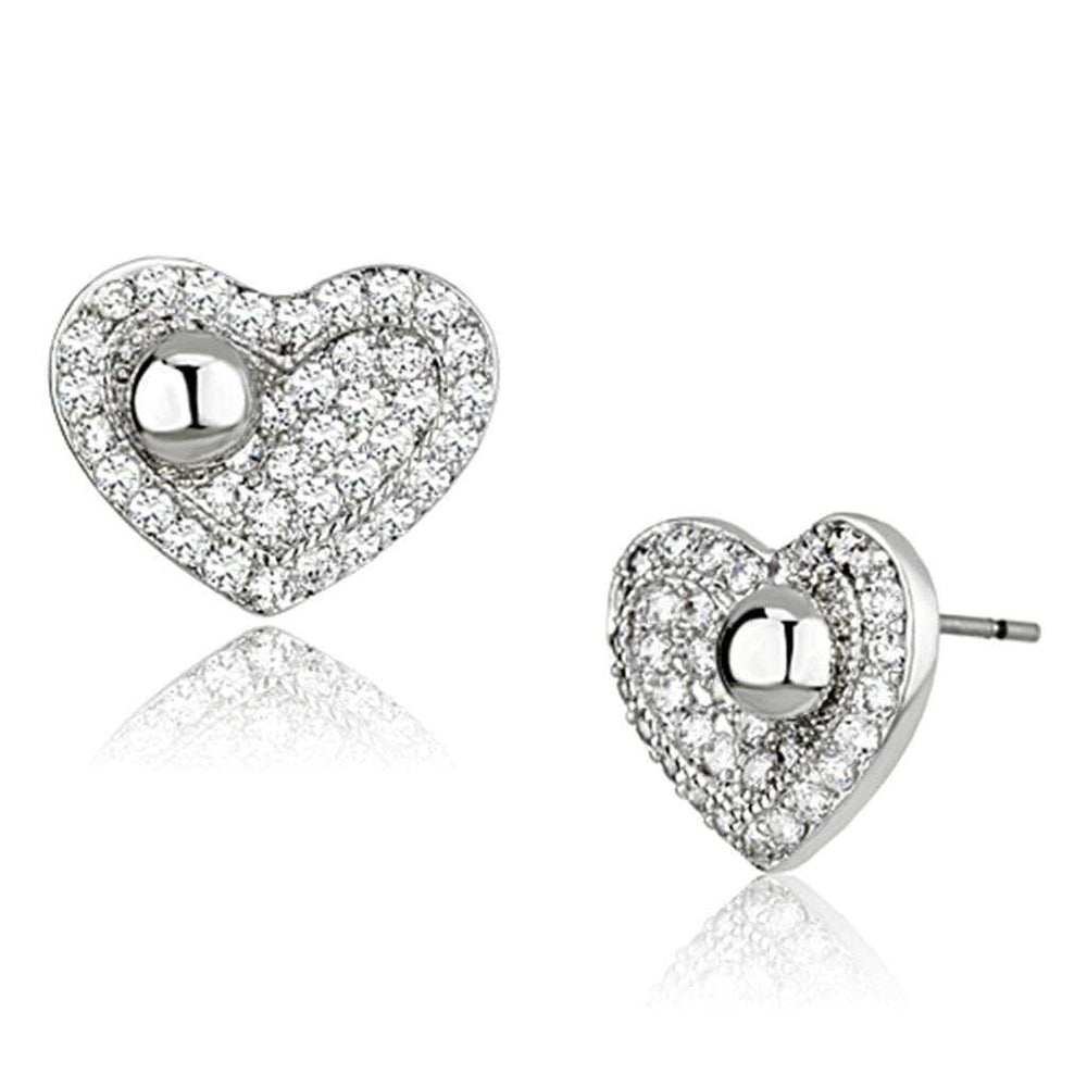 3W374 - Rhodium Brass Earrings with AAA Grade CZ in Clear - Alamode - Flyclothing LLC