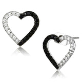 3W381 - Rhodium + Ruthenium Brass Earrings with AAA Grade CZ in Jet - Alamode - Flyclothing LLC