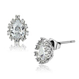 3W386 - Rhodium Brass Earrings with AAA Grade CZ in Clear - Alamode - Flyclothing LLC
