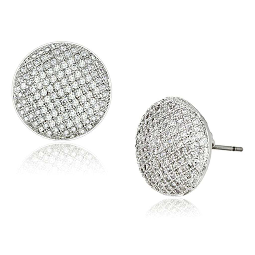3W388 - Rhodium Brass Earrings with AAA Grade CZ in Clear - Alamode - Flyclothing LLC