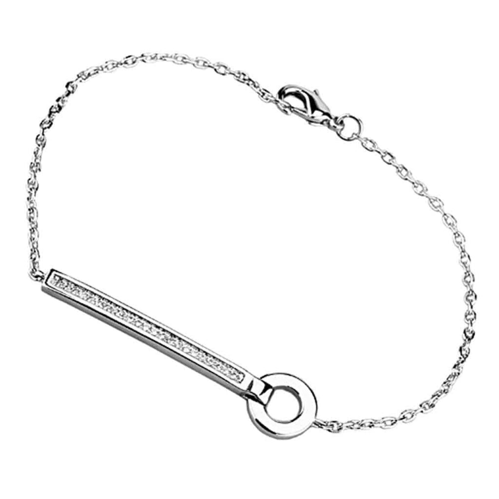 3W395 - Rhodium Brass Bracelet with AAA Grade CZ in Clear - Alamode - Flyclothing LLC