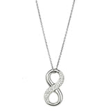 3W407 - Rhodium Brass Necklace with Top Grade Crystal in Clear - Alamode - Flyclothing LLC