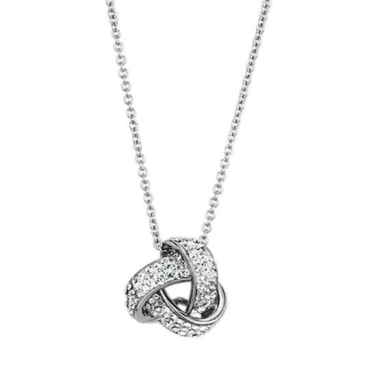 3W408 - Rhodium Brass Necklace with Top Grade Crystal in Clear - Alamode - Flyclothing LLC