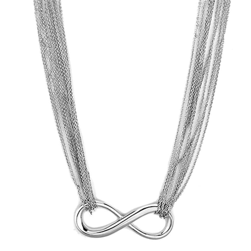 3W412 - Rhodium Brass Necklace with No Stone - Alamode - Flyclothing LLC