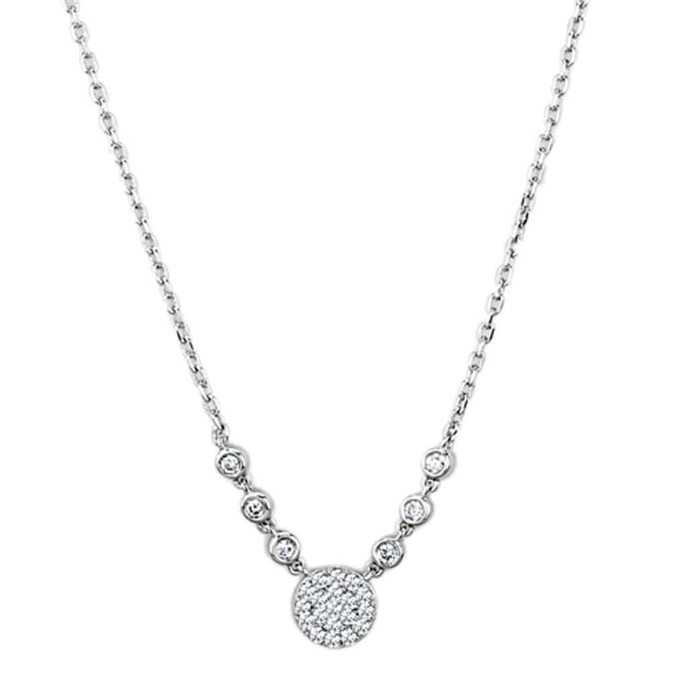 3W417 - Rhodium Brass Necklace with AAA Grade CZ in Clear - Alamode - Flyclothing LLC