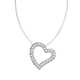 3W420 - Rhodium Brass Necklace with AAA Grade CZ in Clear - Alamode - Flyclothing LLC