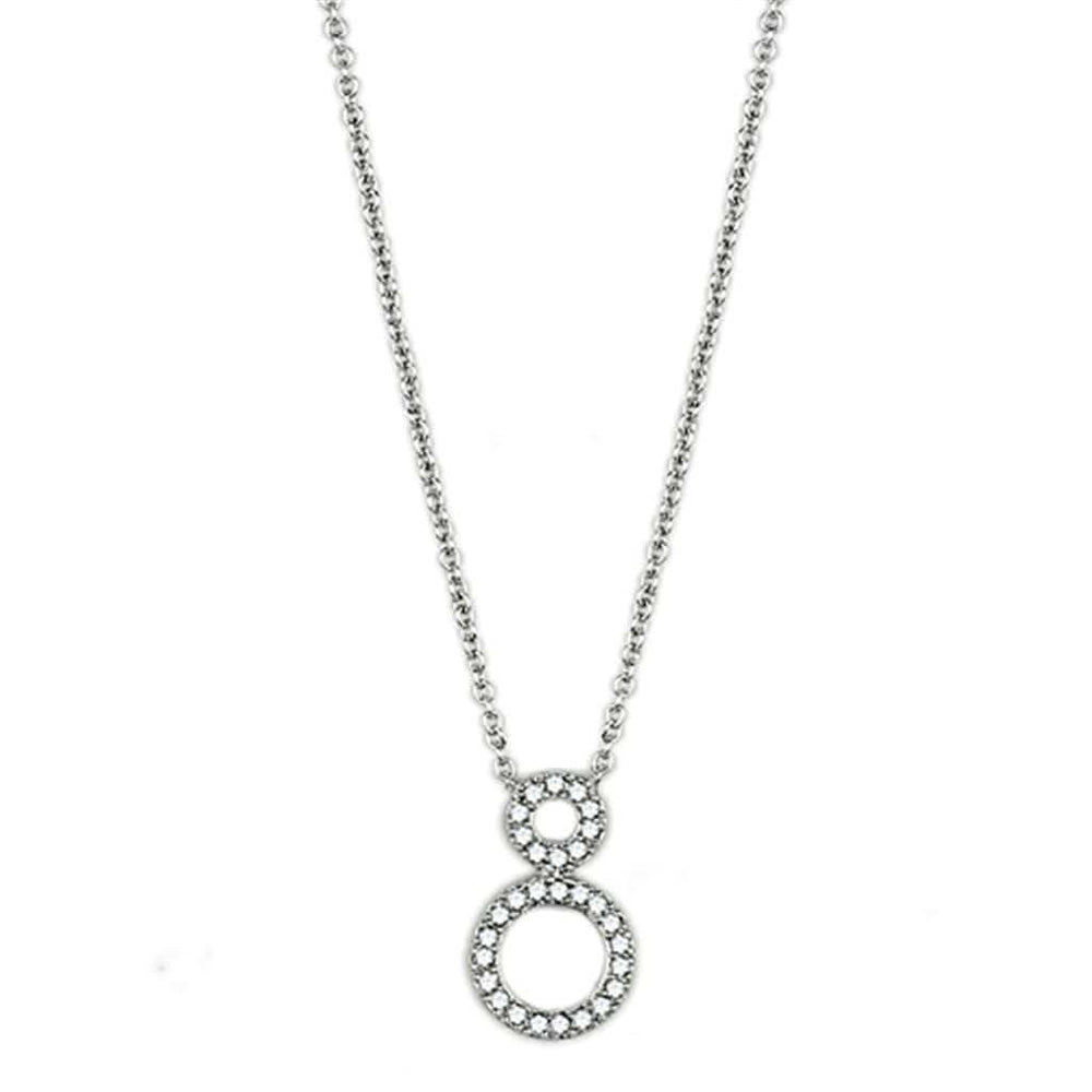 3W421 - Rhodium Brass Necklace with AAA Grade CZ in Clear - Alamode - Flyclothing LLC