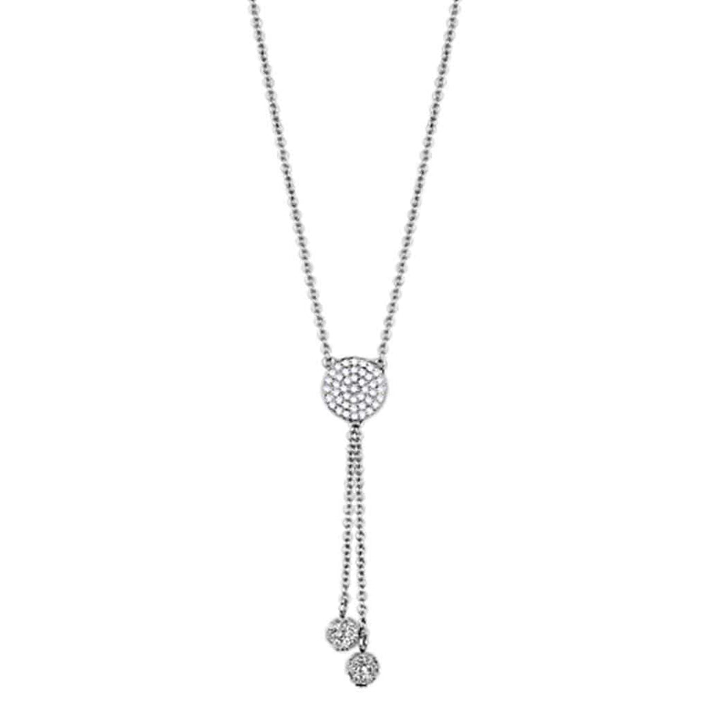 3W429 - Rhodium Brass Necklace with AAA Grade CZ in Clear - Alamode - Flyclothing LLC