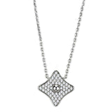 3W430 - Rhodium Brass Necklace with AAA Grade CZ in Clear - Alamode - Flyclothing LLC
