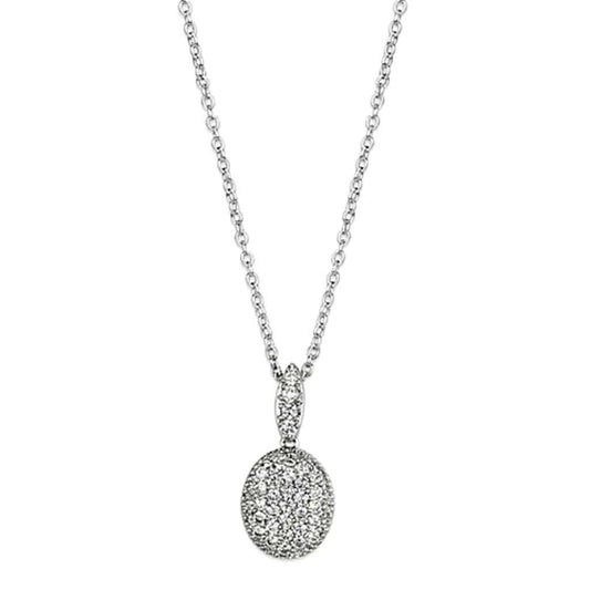 3W432 - Rhodium Brass Necklace with AAA Grade CZ in Clear - Alamode - Flyclothing LLC