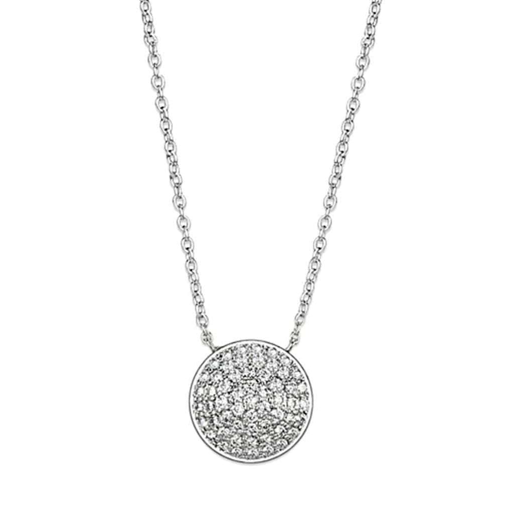 3W436 - Rhodium Brass Necklace with AAA Grade CZ in Clear - Alamode - Flyclothing LLC