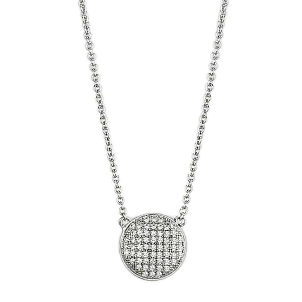 3W437 - Rhodium Brass Necklace with AAA Grade CZ in Clear - Alamode - Flyclothing LLC