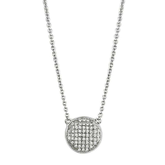 3W437 - Rhodium Brass Necklace with AAA Grade CZ in Clear - Alamode - Flyclothing LLC