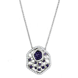 3W438 - Rhodium + Ruthenium Brass Necklace with AAA Grade CZ in Amethyst - Alamode - Flyclothing LLC