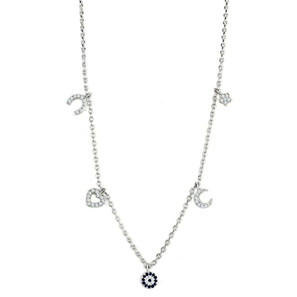 3W439 - Rhodium Brass Necklace with AAA Grade CZ in Montana - Alamode - Flyclothing LLC