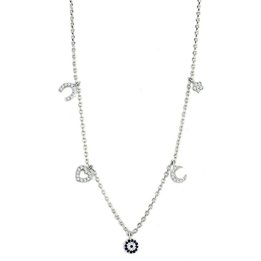 3W439 - Rhodium Brass Necklace with AAA Grade CZ in Montana - Alamode - Flyclothing LLC