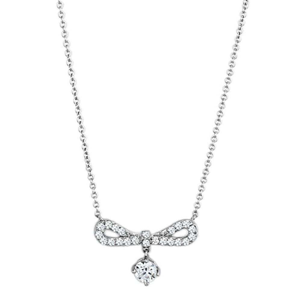3W452 - Rhodium Brass Necklace with AAA Grade CZ in Clear - Alamode - Flyclothing LLC