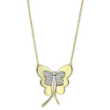 3W459 - Gold+Rhodium Brass Necklace with AAA Grade CZ in Clear - Alamode - Flyclothing LLC