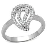 3W463 - Rhodium Brass Ring with AAA Grade CZ in Clear - Alamode - Flyclothing LLC