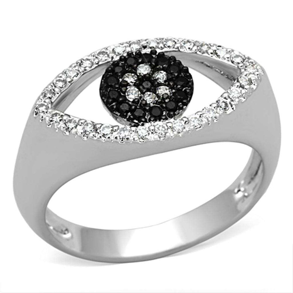 3W470 - Rhodium + Ruthenium Brass Ring with AAA Grade CZ in Black Diamond - Alamode - Flyclothing LLC