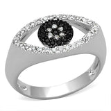 3W470 - Rhodium + Ruthenium Brass Ring with AAA Grade CZ in Black Diamond - Alamode - Flyclothing LLC