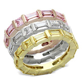 3W473 - Tricolor Brass Ring with AAA Grade CZ in Multi Color - Alamode - Flyclothing LLC
