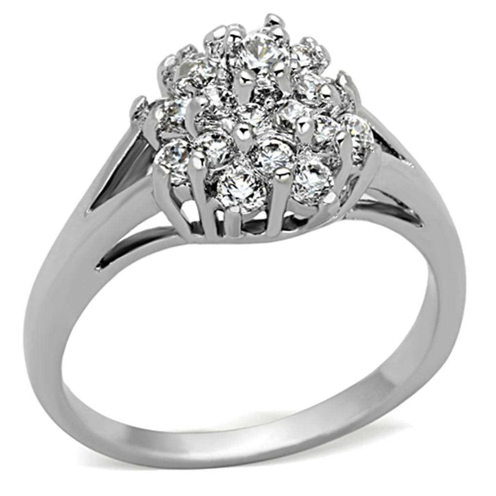 3W479 - Rhodium Brass Ring with AAA Grade CZ in Clear - Alamode - Flyclothing LLC