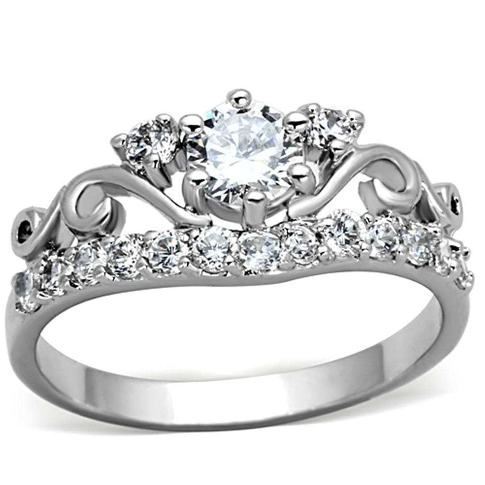 3W483 - Rhodium Brass Ring with Top Grade Crystal in Clear - Alamode - Flyclothing LLC