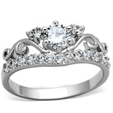 3W483 - Rhodium Brass Ring with Top Grade Crystal in Clear - Alamode - Flyclothing LLC