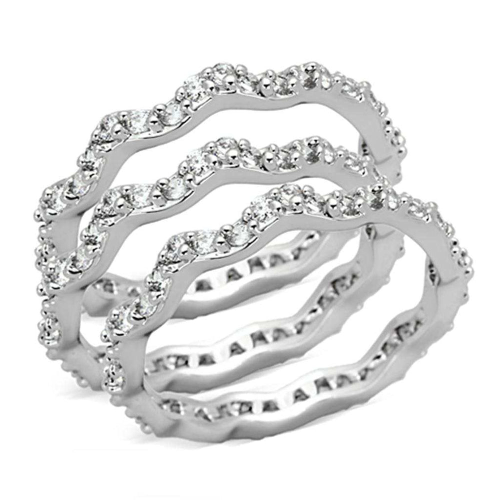 3W508 - Rhodium Brass Ring with AAA Grade CZ in Clear - Alamode - Flyclothing LLC