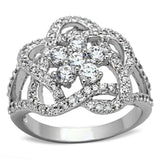 3W523 - Rhodium Brass Ring with AAA Grade CZ in Clear - Alamode - Flyclothing LLC