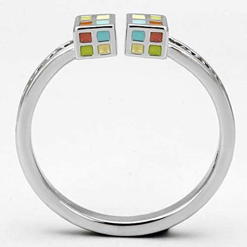 3W525 - Rhodium Brass Ring with AAA Grade CZ in Clear - Alamode - Flyclothing LLC