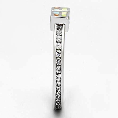 3W525 - Rhodium Brass Ring with AAA Grade CZ in Clear - Alamode - Flyclothing LLC
