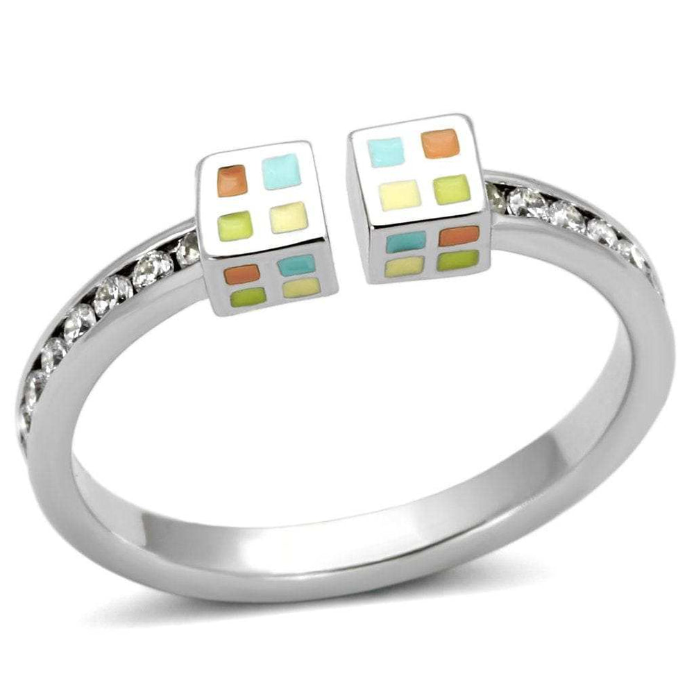 3W525 - Rhodium Brass Ring with AAA Grade CZ in Clear - Alamode - Flyclothing LLC